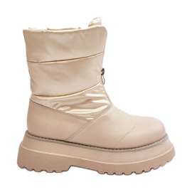Botas De Nieve De Mujer Con Suela Gruesa Y Cremallera GOE MM2N4079 Beige