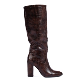 Botas de mujer Shelovet de tacón en color marrón