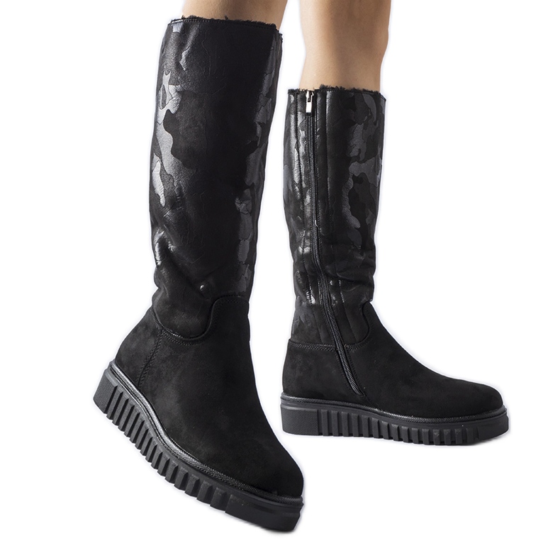 Botas Piazzolla de ante ecológico de camuflaje con aislamiento negro