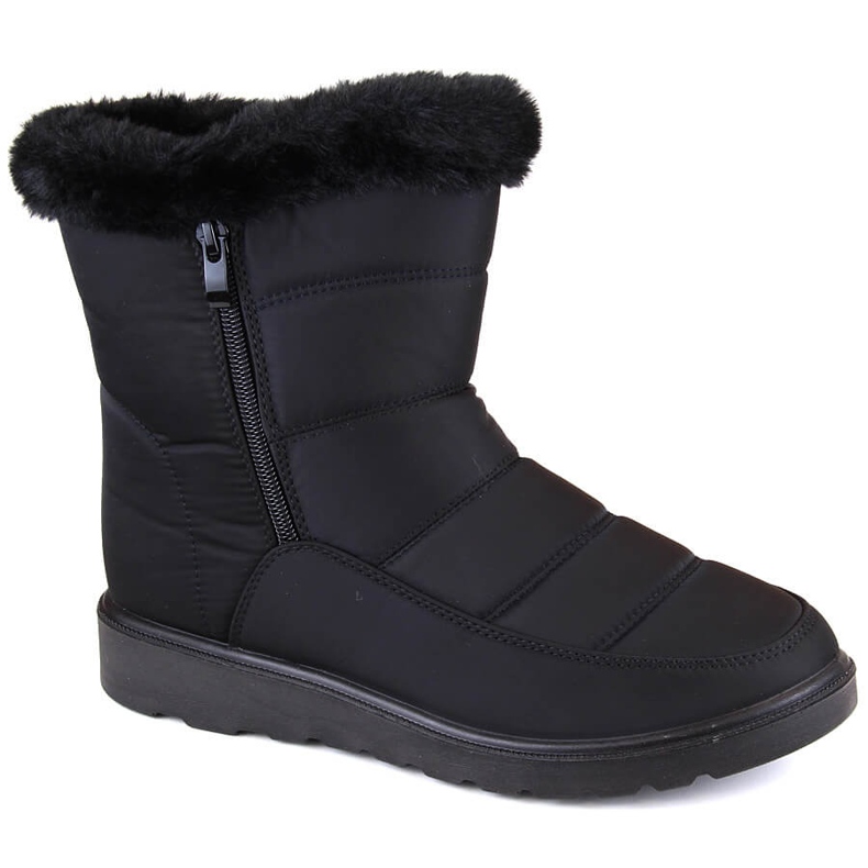 Botas de nieve aislantes para mujer con pelo, negras Potocki PY16065 negro
