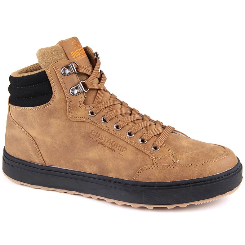 Bustagrip Zapatillas deportivas altas de piel para hombre. amarillo