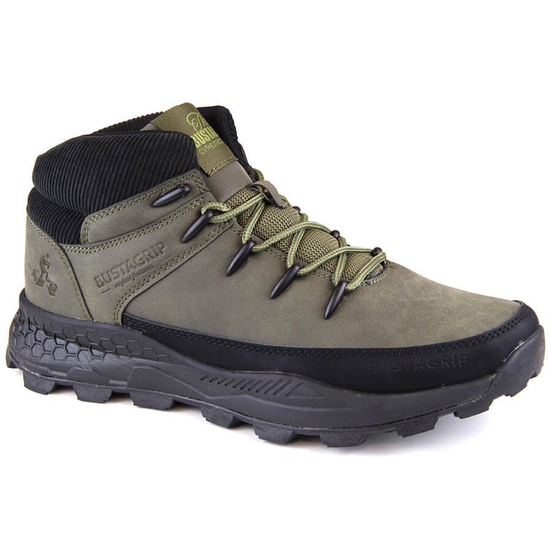 Bustagrip Zapatos trekking altos de piel para hombre, verde Bustagrip Zapatos trekking altos de piel para hombre, verde