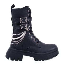 Botas bovver negras con cadenas Glance negro