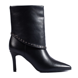 SHELOVET Botines negros elegantes de tacón