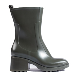 SHELOVET Botas de agua verdes de tacón con cremallera SHELOVET Botas de agua verdes de tacón con cremallera