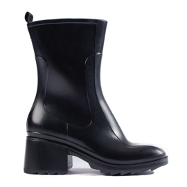 SHELOVET Botas de agua negras de tacón con cremallera. negro SHELOVET Botas de agua negras de tacón con cremallera. negro