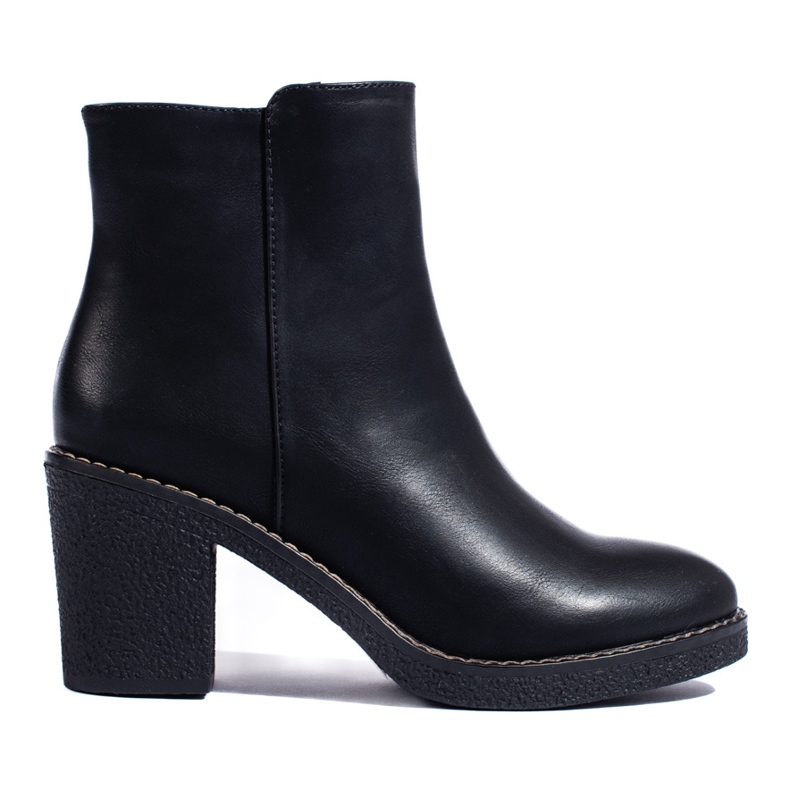 SHELOVET Botines negros clásicos de tacón