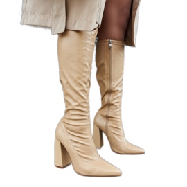 Botas de tacón beige de Abelino