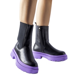 Botines negros con suela Garden violeta