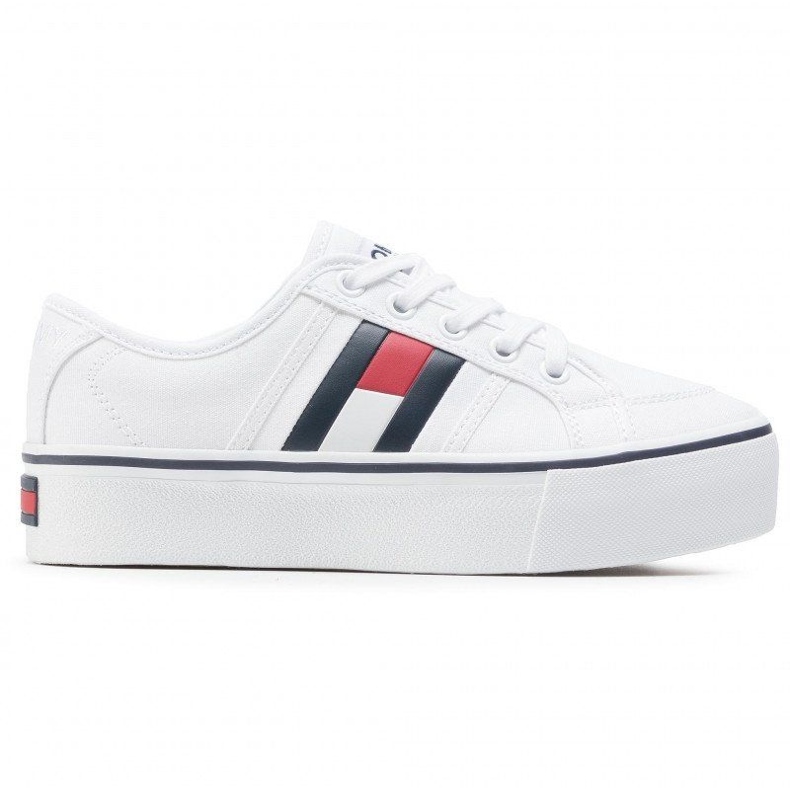 Tommy Hilfiger Zapatilla deportiva con plataforma plana y bandera de Tommy Jeans EN0EN00944-YBR blanco