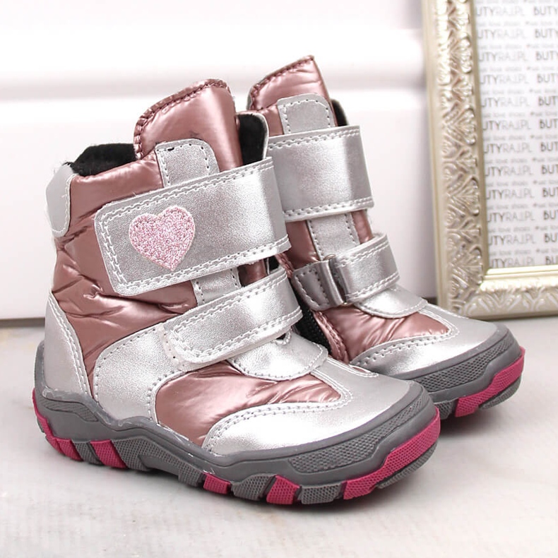 Botas de niña con velcro, aislantes, Kornecki 6968 plata