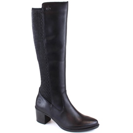 Botas de mujer cómodas de piel con goma, aislantes negras Rieker Y2050-00 negro