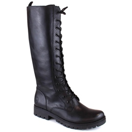 Botas de mujer cómodas de piel con aislamiento negro Rieker 78543-00