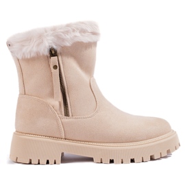 W. Potocki Botines de ante beige con pelo de Potocki