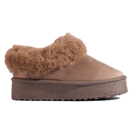 Botas de nieve bajas para mujer, beige oscuro, Shelovet