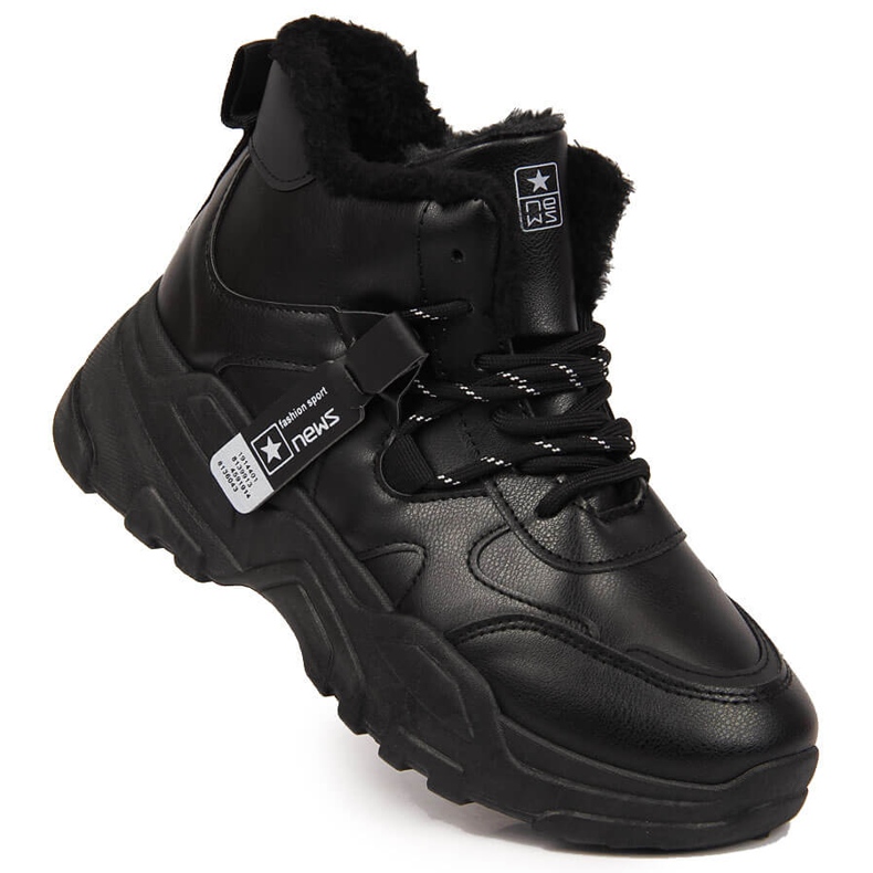 News Zapatillas de deporte con aislamiento para mujer Botas de nieve Negro News Zapatillas de deporte con aislamiento para mujer Botas de nieve Negro