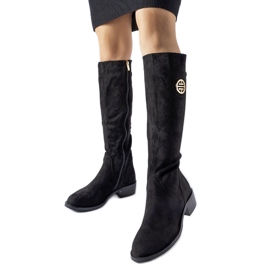 Botas negras largas y cálidas de ante ecológico. negro Botas negras largas y cálidas de ante ecológico. negro