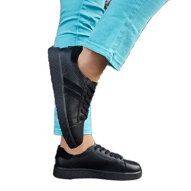 Zapatillas con cordones de piel negra negro Zapatillas con cordones de piel negra negro