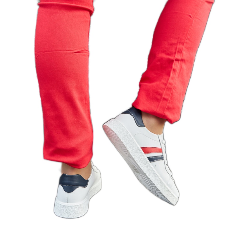 Zapatillas con cordones de piel blanca blanco
