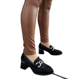 Zapatos de salón negros con bloque de ante ecológico.