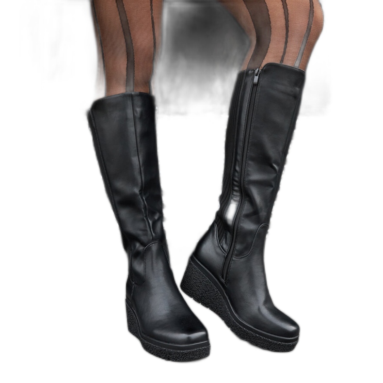 Botas negras de cuña con aislamiento negro Botas negras de cuña con aislamiento negro