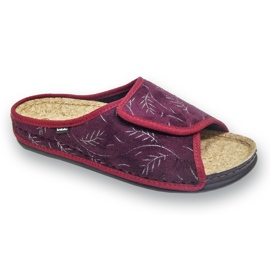 Pantuflas de mujer Inblu con inserción de corcho 155D141, burdeos rojo