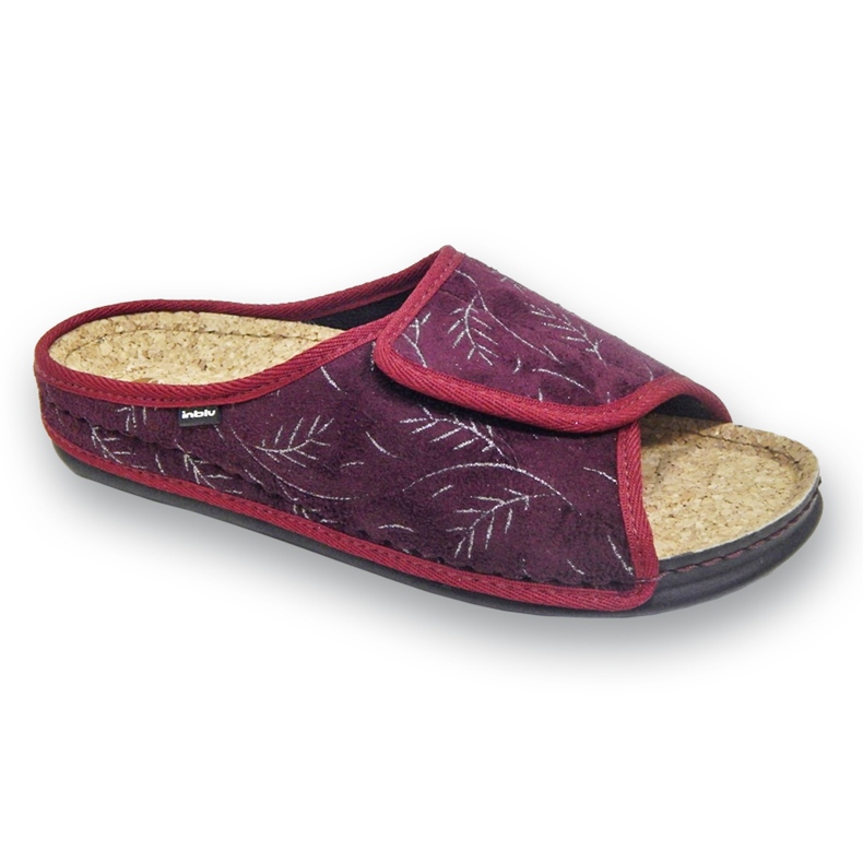 Pantuflas de mujer Inblu con inserción de corcho 155D141, burdeos rojo