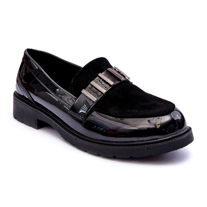 Mocasín Lacado Con Decoración Negro S.Barski HY317