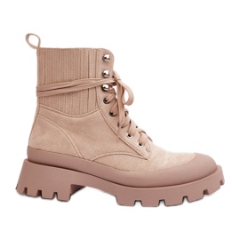 Botas Trapper De Mujer Con Cordones Gordts Beige