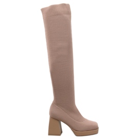 Botas de tacón alto de Hilary Khaki beige