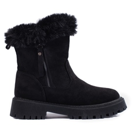 W. Potocki Botas de nieve Potocki de ante negro con pelo