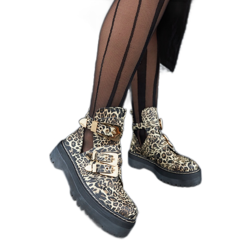 Botines de leopardo beige con plataforma Lograto