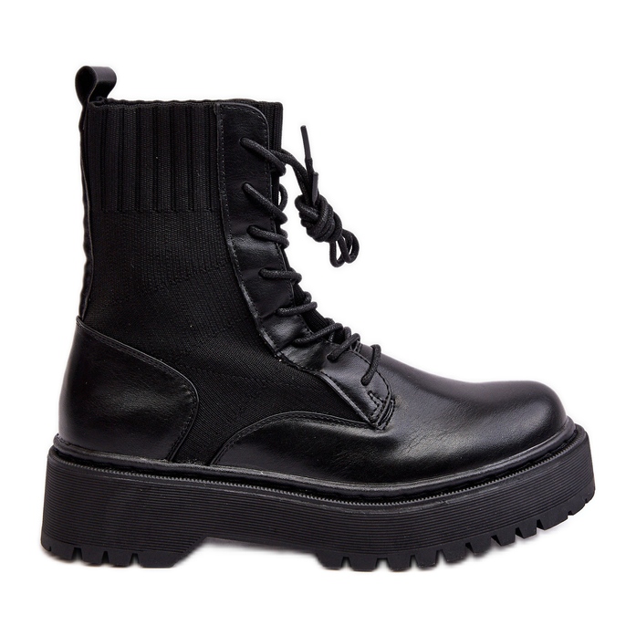 Botines Workers De Mujer Con Cordones Negro Dedinva