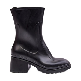 Botines Mujer Tacón Alto Galoshes Mate Negro Bertaida