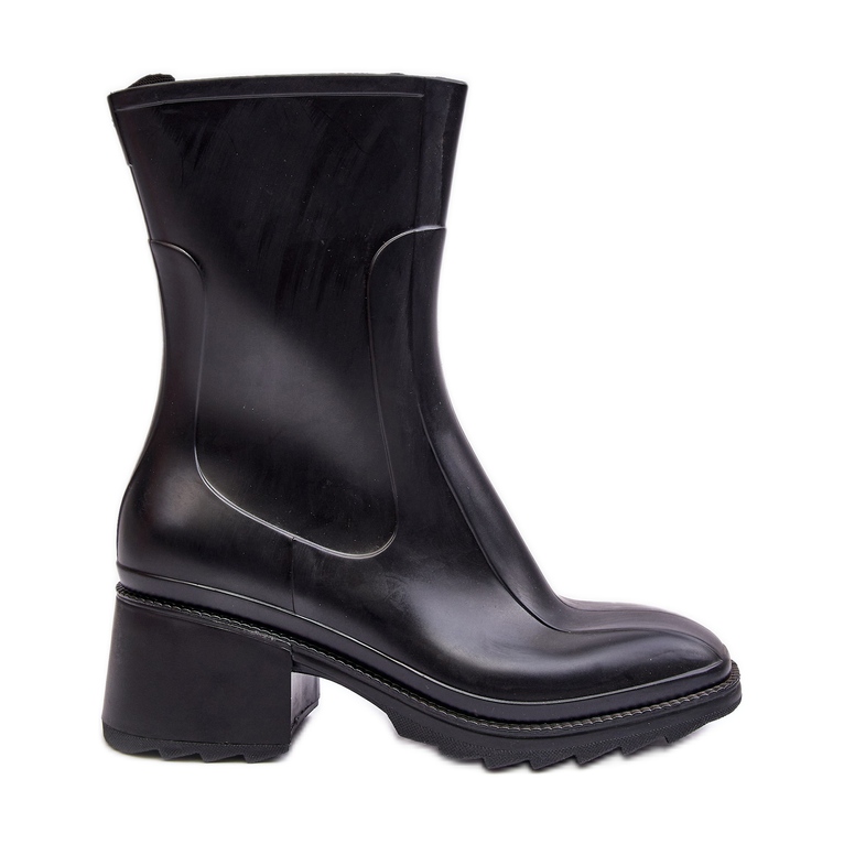 Botines Mujer Tacón Alto Galoshes Mate Negro Bertaida