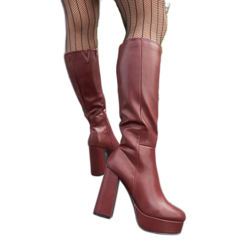 Botas burdeos con plataforma y tacón alto de Zoccorino rojo Botas burdeos con plataforma y tacón alto de Zoccorino rojo