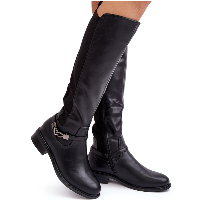 Botas calentadas por encima de la rodilla para mujer S.Barski HY07-329 Negro