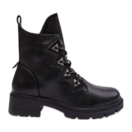 Botas Aislante De Piel Con Pedrería Negro Gwen S.Barski HY93-52A