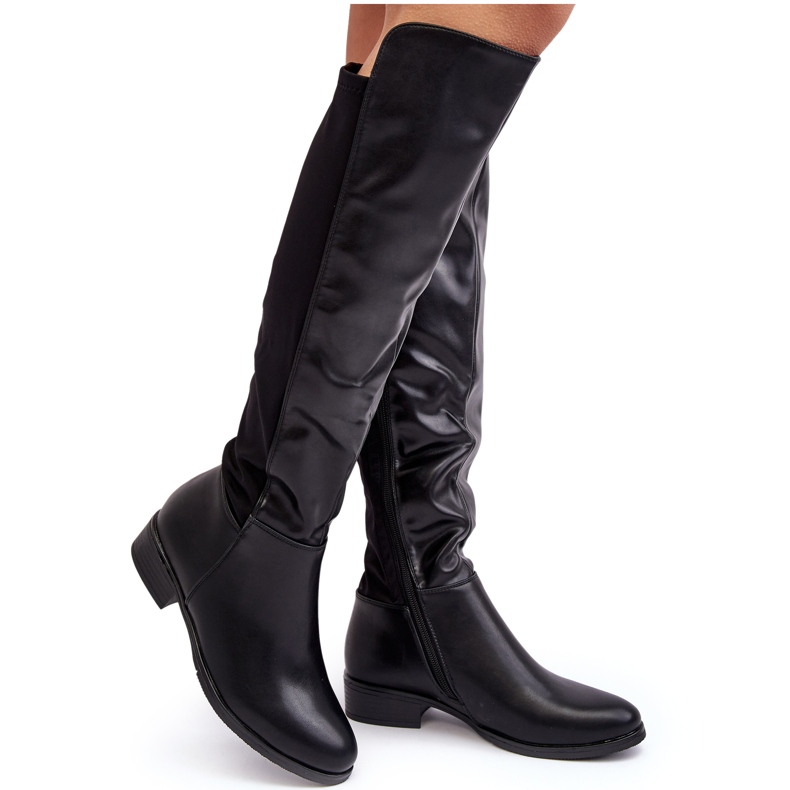 Botas por encima de la rodilla de piel para mujer S.Barski HY27098A Negro