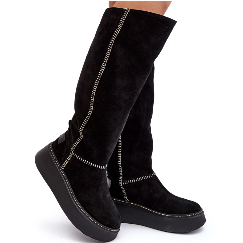 Botas de mujer de ante con plataforma enorme Maciejka 06312-01 Negro Botas de mujer de ante con plataforma enorme Maciejka 06312-01 Negro