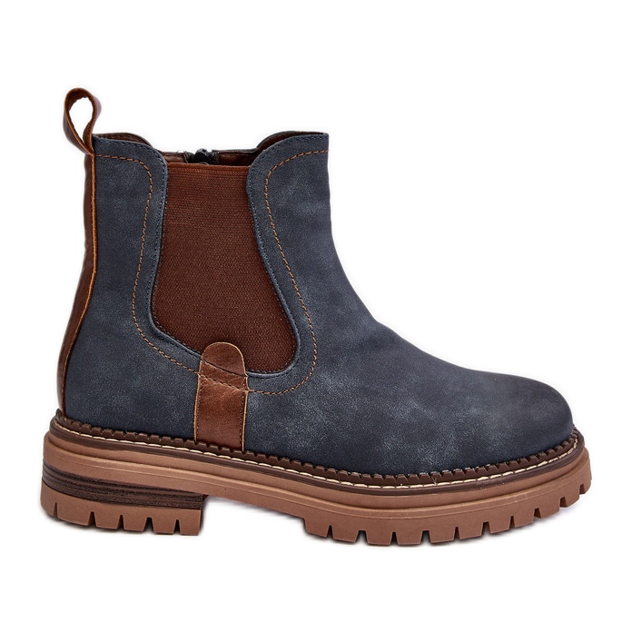 Botas Chelsea aislantes para mujer con tacón plano, azul Myrine