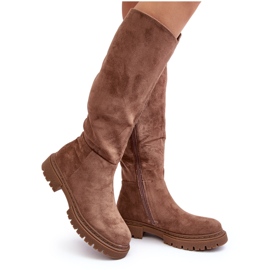 Botas sobre la rodilla para mujer con aislamiento marrón de Heliofa