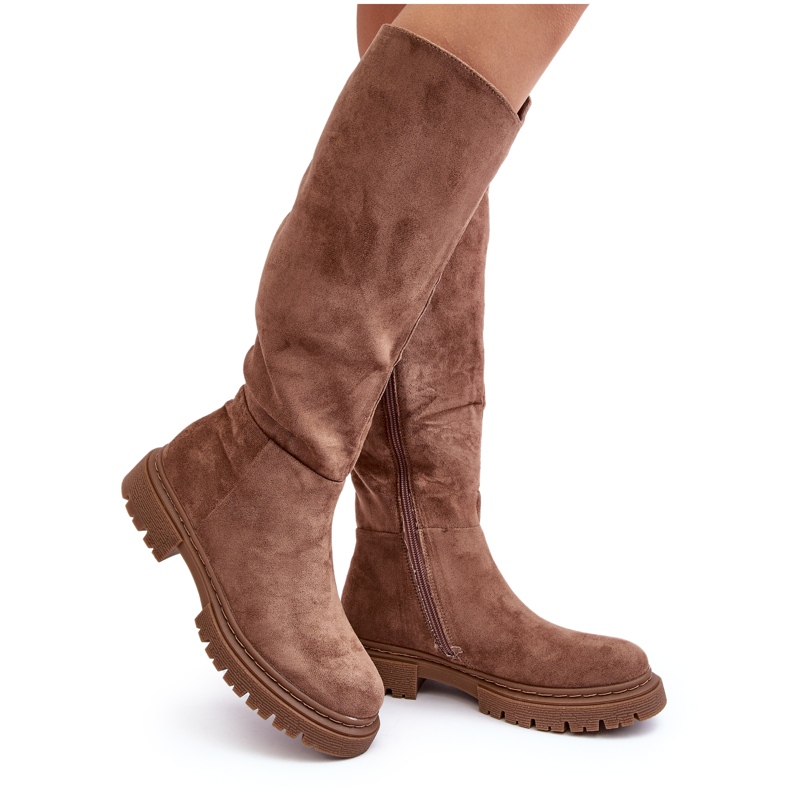 Botas sobre la rodilla para mujer con aislamiento marrón de Heliofa