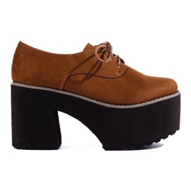 SHELOVET Zapatos de mujer marrones con cordones y suela maciza Sheovet marrón SHELOVET Zapatos de mujer marrones con cordones y suela maciza Sheovet marrón