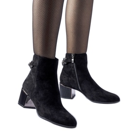 Botines negros con cadena de ante ecológico Fenughedu