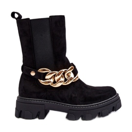 Botines Mujer Ante Con Cadena Negro Nemette