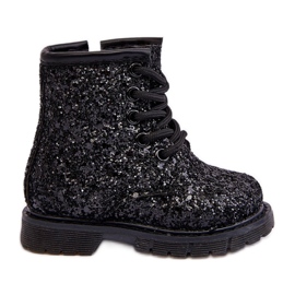 Botines Infantiles Aislantes Glitter con Cremallera, Negro Saussa