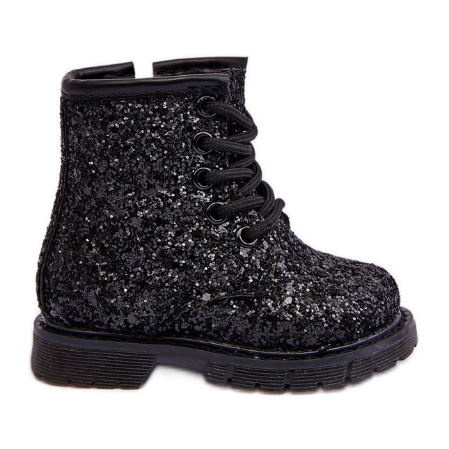 Botines Infantiles Aislantes Glitter con Cremallera, Negro Saussa