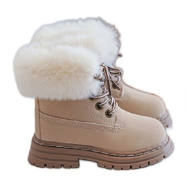 Botas Trapper Infantil con Cremallera y Pelo, Beige Gerande