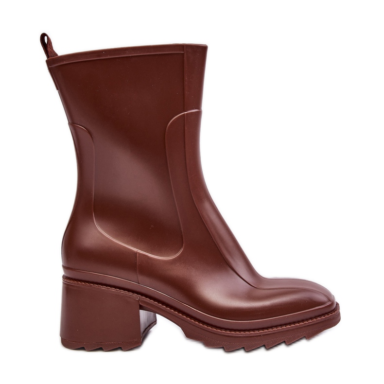 Botas de agua mate con tacón alto para mujer, marrón Bertaida